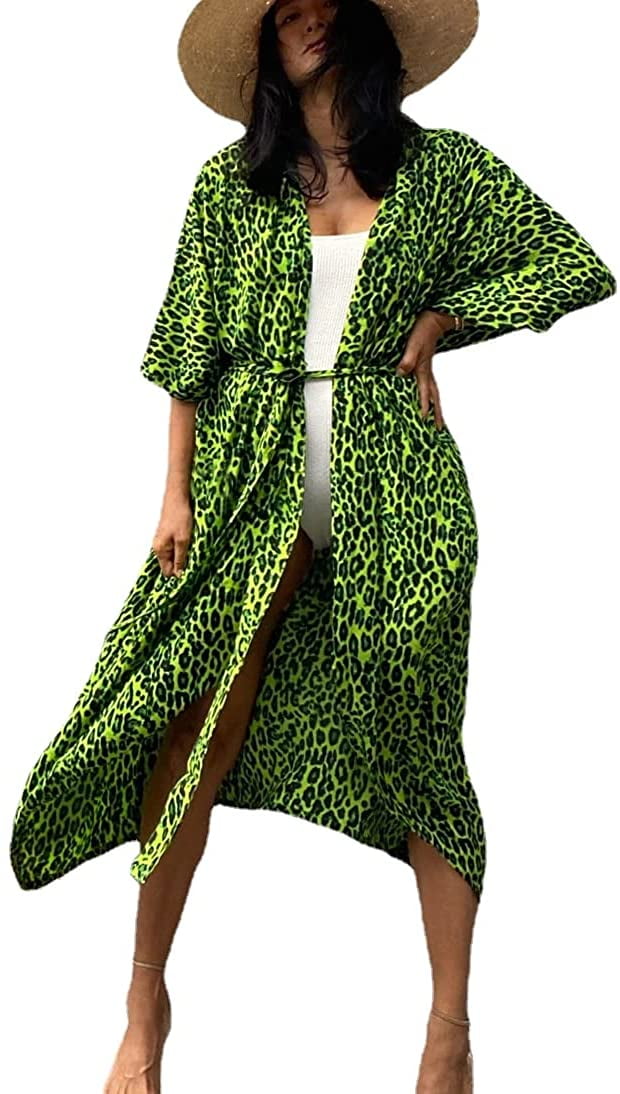Women Long Beach Kimono Curve Hem Loose 