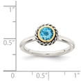 thumbnail image 4 of Auriga Fine Jewelry 925 Sterling Silver with 14K Accent Antiqued Round Blue Topaz Ring for Women Size 8, 4 of 6