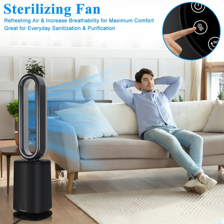 US IN STOCK HealSmart 35 inch Space Heater Bladeless Tower Fan