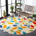 thumbnail image 3 of SAFAVIEH Cabana Janae Floral Indoor/Outdoor Area Rug, Ivory/Green, 5'3" x 5'3" Round, 3 of 13