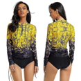 thumbnail image 1 of Maillot de Bain Maillot Dermoprotecteur à Manches Longues pour Femmes, Chemise de Surf, Ensemble de Maillot de Bain Deux Pièces, Shorts Géométriques, Protection Uv, 1 of 5