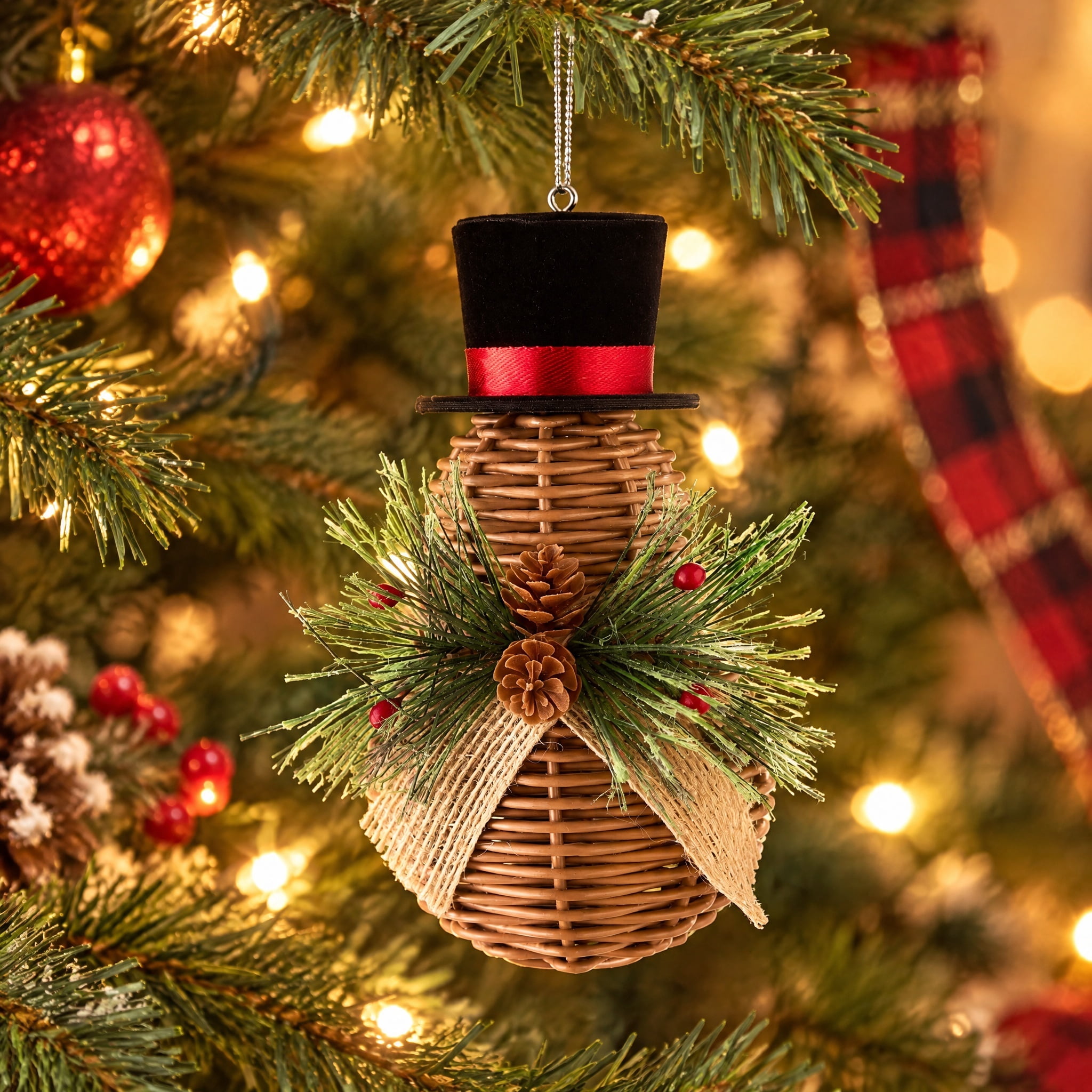 Brown Woven Snowman Christmas Ornament, 6", by Holiday Time