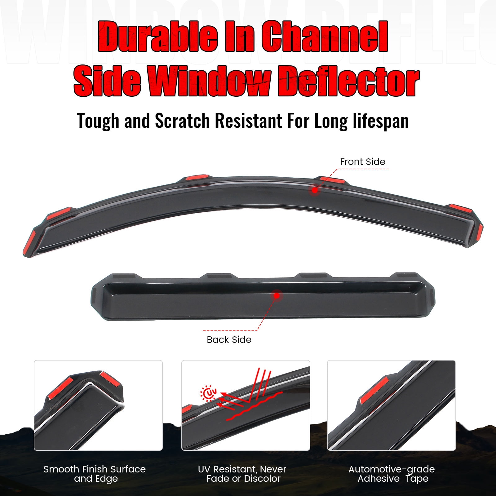 Ikon Motorsports In-Channel Window Visors for 2015-2020 Cadillac Escalade& Chevy Tahoe& GMC Yukon Acrylic Smoke Sun Rain Guard Deflectors 4PCS