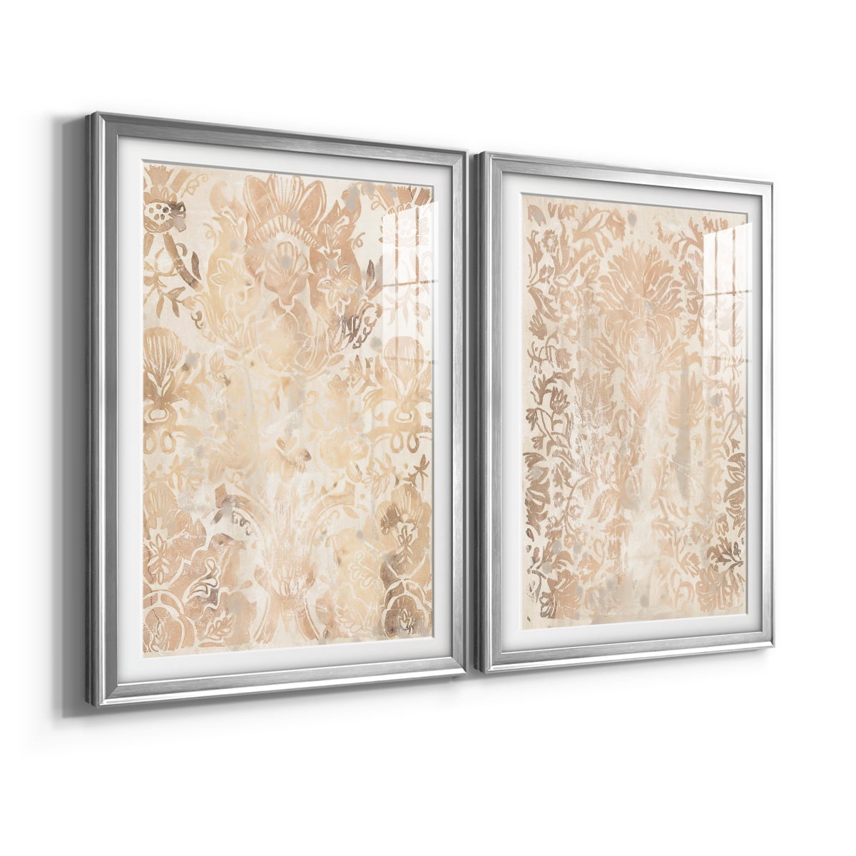 Wexford Home Walnut Damask III Premium Framed Print, 26.5" x 36.5" - Ready to Hang, Silver (Set of 2)