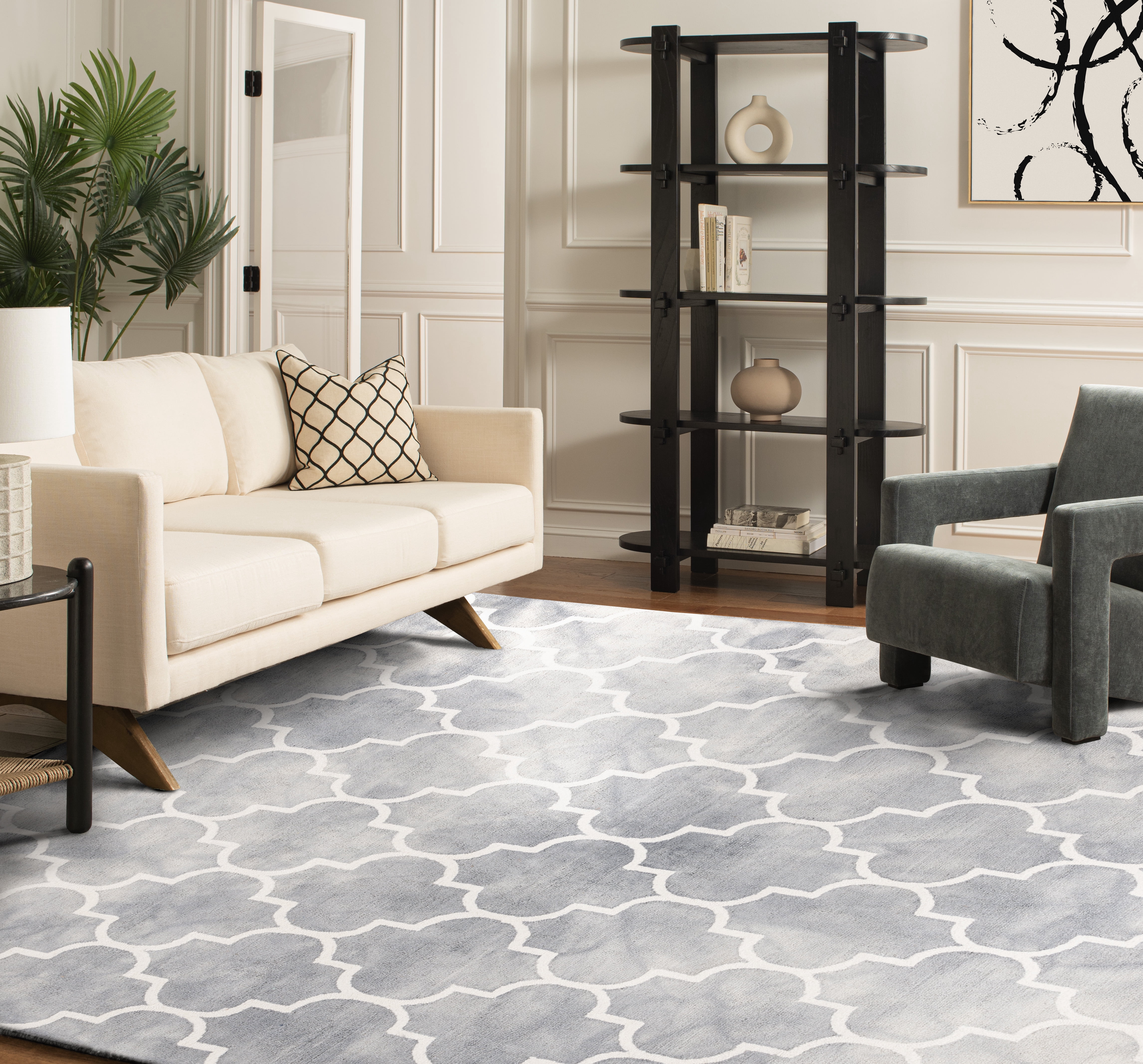 Safavieh Dip Dye Calanthe Geometric Wool Area Rug, Gray/Ivory, 9' x 12'