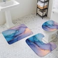 thumbnail image 3 of Pink Blue Marble Bathroom Rugs Set Abstract Marble Stone Texture Modern Style Non Slip Absorbent Soft Bath Mats 3 Piece Set with Bathroom Rug, U-Shaped Floor Mat, Toilet Seat Cover Small Size, 3 of 9