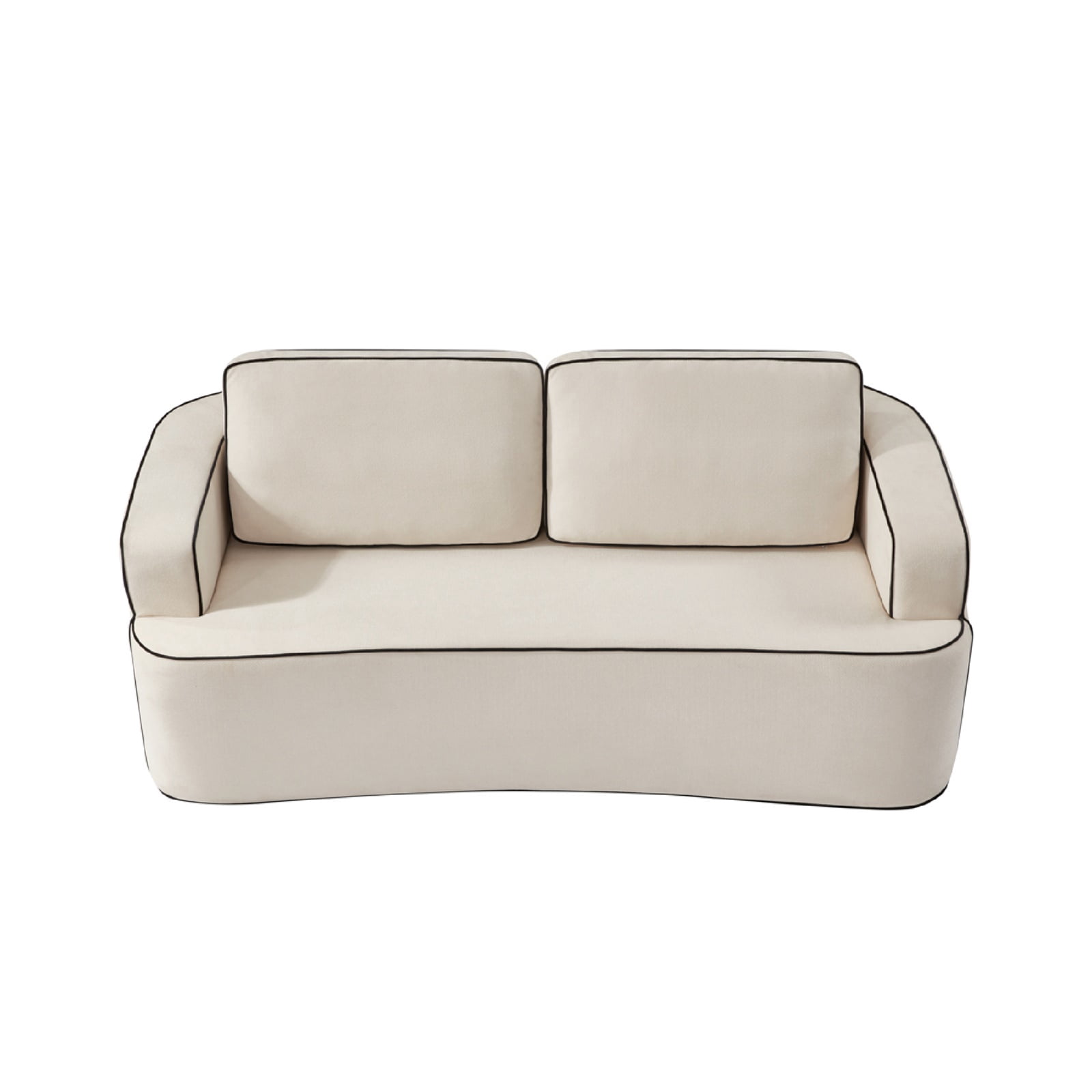 Hommoo Modern Loveseat Sofa Couch, Double Seating Sofa Compression Couches for Living Room and Small Spaces, Alabaster