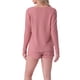 thumbnail image 3 of Conjunto de pijama de waffle para mujer INSPIRE CHIC, conjunto de lounge de punto, blusa de manga larga con botones y pantalones cortos, ropa de casa a juego XL Rosa, 3 of 6