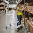 thumbnail image 5 of 880LBs Load Capacity 4 Steps Rolling Ladder, Rolling Warehouse Step Ladder, Steel Industrial Platform Ladders with Handrails for Industrial Site, 5 of 9