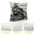 thumbnail image 4 of YINGXI  Steam Engine Throw Pillow Cushion Cover, Rustic Old Train in Country Locomotive Wooden Wagons Rail Road Smoke, Decorative Square Accent Pillow Case,White and Black 20x20in, 4 of 5