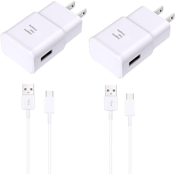 TYPPKMM Fast Charger, Type C Android Phone Charger with C Type Fast Charging Cable 6.6 Ft, White