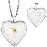 Personalized Planet Two-Tone Diamond Accent Cross Sterling Silver Locket