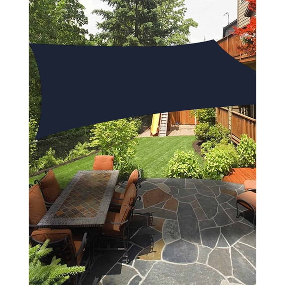 Solid Color Waterproof Sun Shade Sail Dark Blue Outdoor Patio Sun Shades Canopy UV Block Waterproof Sunshade for Garden Backyard Deck Pergola 8x10 Ft