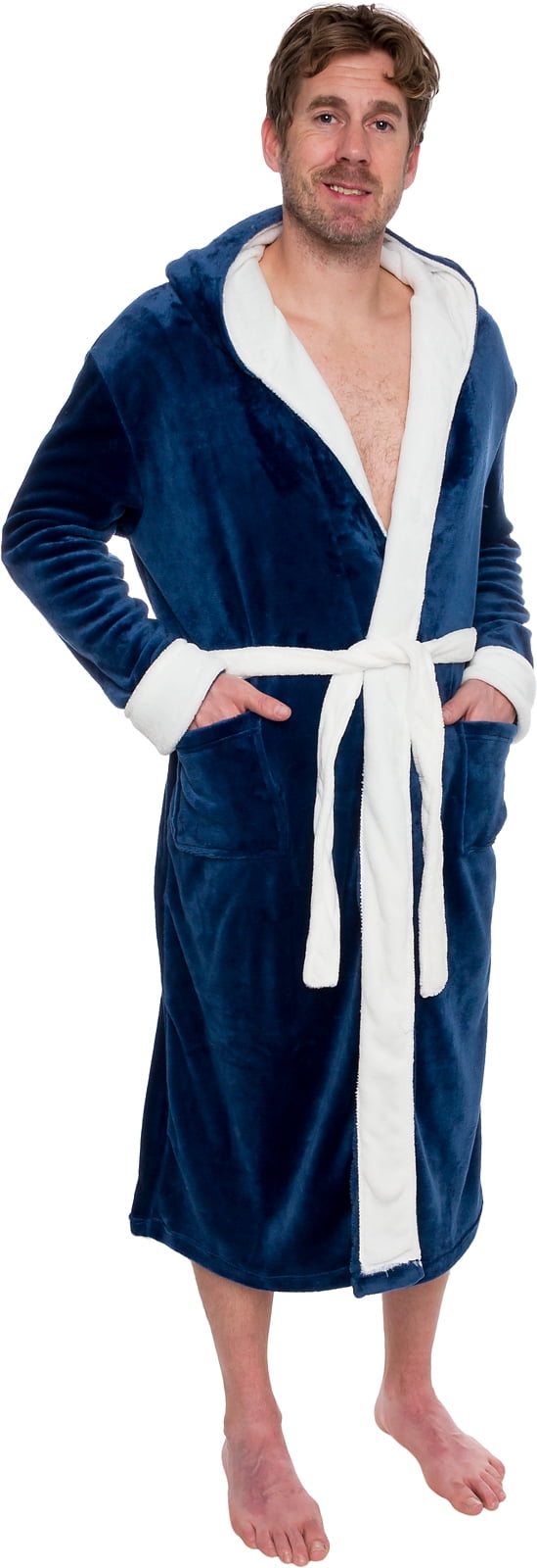 men's plush hooded bathrobe