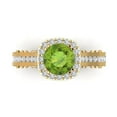 thumbnail image 2 of 2.7ct round cut green natural peridot 18k yellow gold halo Bridal Wedding Engagement Promise Anniversary Ring for Women size 8.25, 2 of 7
