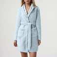 thumbnail image 2 of Womens Robes Hooded Lightweight Soft Short Flannel Womens Sleepwear,Blue,S, 2 of 5