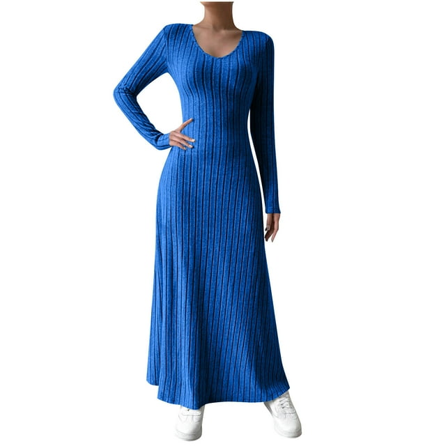 Robe pour Femmes Manches Longues Régulières pour Printemps, Automne, Hiver