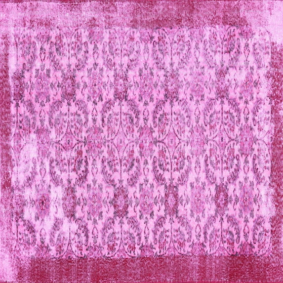 Ahgly Company Indoor Square Abstract Pink Contemporary Area Rugs, 7' Square