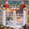 thumbnail image 6 of Santa Claus Tie Up Valances Curtain, Christmas Chimney Winter Night Adjustable Rod Pocket Short Window Treatment Tie Up Curtains Valances for Kitchen Living Room Bathroom 60x18 Inches, 6 of 9