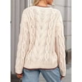 thumbnail image 6 of Women'S Fall Winter Fashion Round Neck Long Sleeve Colorblock Sweater Tops Chunky Knit Pullover Sweaters Cream White XL, 6 of 8