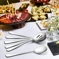 thumbnail image 2 of cucharas grandes para servir, 2 cucharas ranuradas para servir, 2 tenedores para servir, juego de tenedores y cucharas para servir de acero inoxidable de 9,8 pulgadas para banquetes, catering, bufés,, 2 of 6