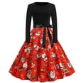 thumbnail image 2 of Fridja Robe Vintage Rockabilly Patchwork pour Femmes Robe de Fête de Noël avec Nœud, 2 of 7