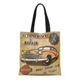 thumbnail image 1 of ASHLEIGH Canvas Bag Resuable Tote Grocery Shopping Bags Red Car Auto Service Retro Vintage Classic 1950S 50S Mechanic Tote Bag, 1 of 1