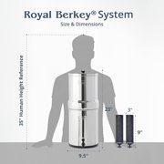 Royal Berkey 3.25-Gallon Stainless Steel Gravity-Fed Water Filter System Easy-to-Assemble with 2 Authentic Black Berkey BB9-2 Filter Elements, Countertop Water Filtration System for Everyday Use
