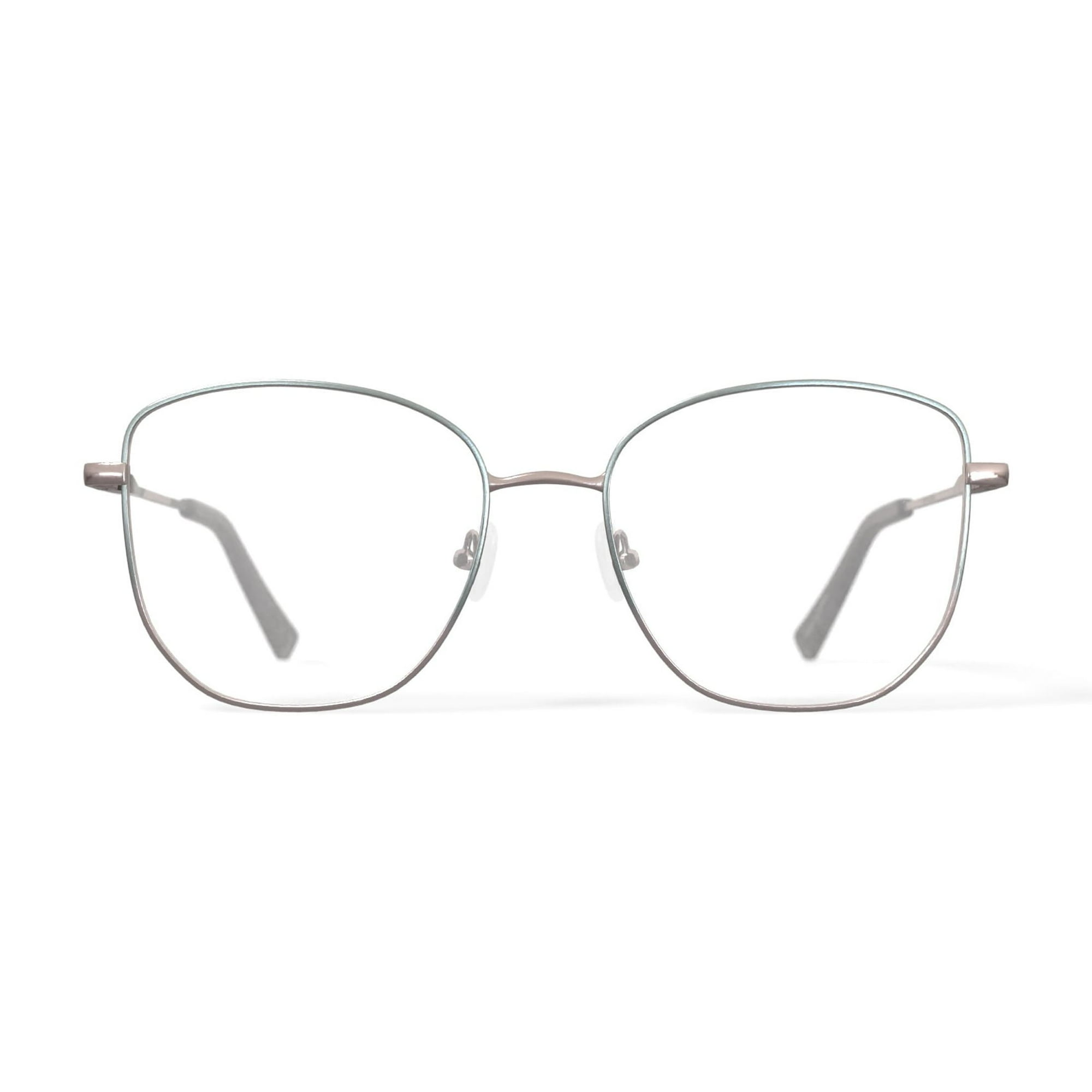 Keo Women’s Kapri Rectangular Prescription Eyeglasses with Case, Green/Silver