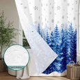 thumbnail image 6 of Blue Christmas Shower Curtain - Water Repellent Fabric Shower Curtains Washable, Winter Xmas Trees Snowflakes Rustic Decorative Polyester Cloth Bathroom Curtains Modern Bath Decor 36"x72", 6 of 8