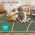 thumbnail image 4 of ODIKA 3'x5' Washable Area Rug Olive Green Geometric Elegance with Art Vibes Sleek Curves and Accents for a for Hallway, Laundry Room, Non-Slip, Flatweave, Easy Care, 4 of 7