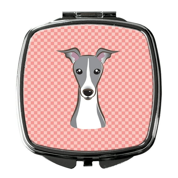 Checkerboard Pink Italian Greyhound Compact Mirror BB1236SCM