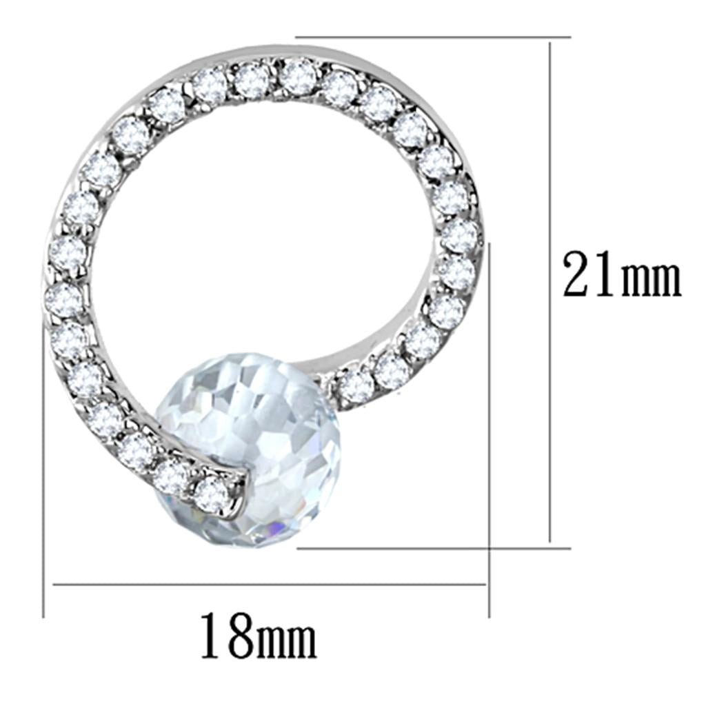 Women's Brass Rhodium CZ Clear 7.30(g) Fashion Stud Earrings