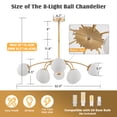 thumbnail image 3 of Longree 8-Light Gold Sputnik Chandelier, Mid Century Modern Opal Milk Glass Bubble Ceiling Light with Starburst Blossom Design, Semi Flush Mount for Dining Room, Living Room, Hallway, 3 of 11