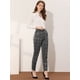 thumbnail image 4 of Pantalones Largos Allegra K a Cuadros de Tartán Vintage para Mujer Gris Oscuro S, 4 of 4