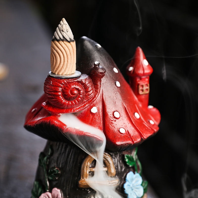 Christmas Tree Mushroom Reflow Incense Burner Creative Resin Mushroom House Reflow Incense Holder Festival Decoration