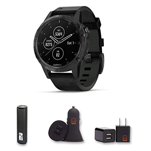 garmin fenix 5 plus sapphire black with black leather band
