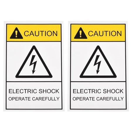 

Uxcell Rectangle Electrical Shock Risk Warning Sign with Black Word 150x100mm 2packs