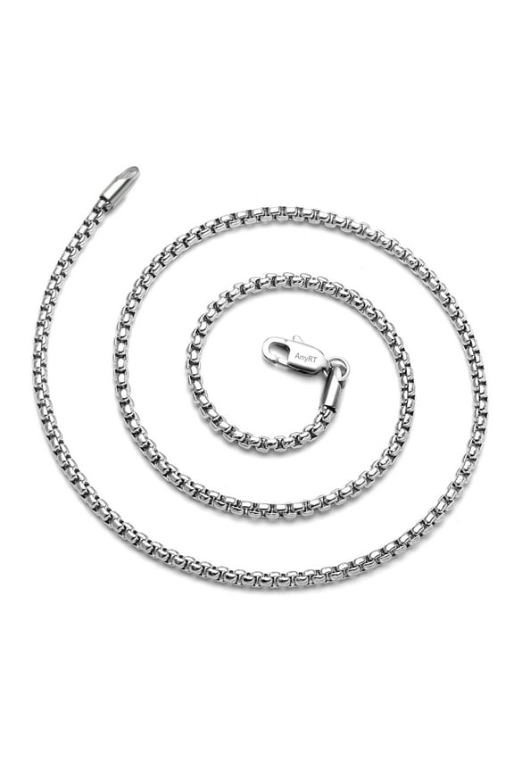 Jewelry 3mm Titanium Steel Rolo Silver Chain Necklaces for Women Men 26 Inch