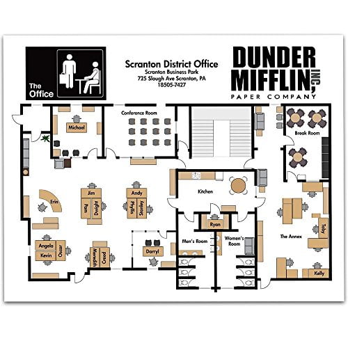 Dunder Mifflin Floor Plan 11x14 Unframed Art Print