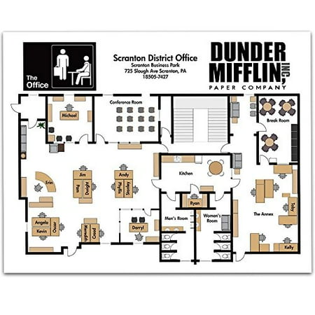 Dunder Mifflin Floor Plan - 11x14 Unframed Art Print - Great Gift to The Office Fans, also a Great Office