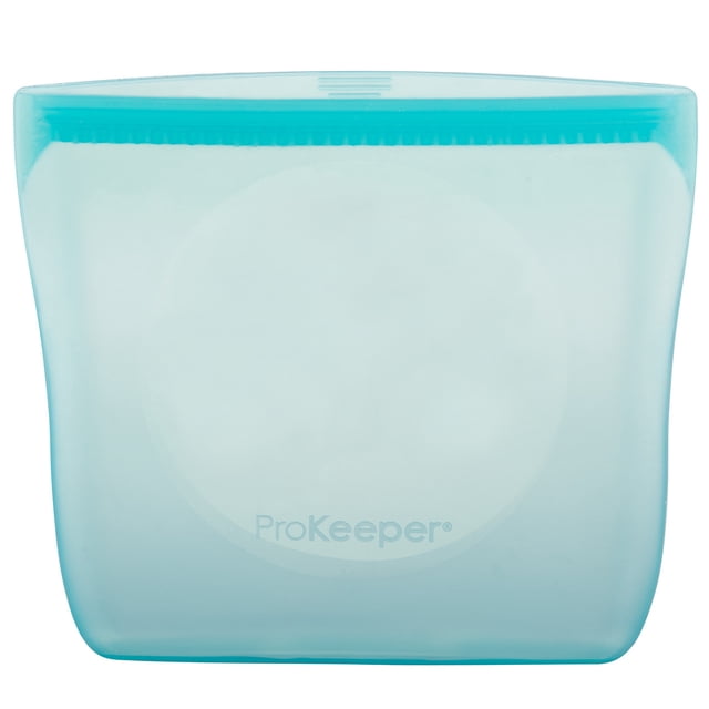 Progressive International Conteneur de Stockage Alimentaire PKS-21T pour Stocker des Aliments; Capacité de Stockage de 3 Tasses; Silicone; Turquoise; Fermeture Éclair; Réutilisable