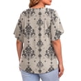 thumbnail image 4 of WellSize Plus Size Blouses for Women V Neck Short Petal Sleeve Tunic Tops Casual Summer Floral Shirts, 4 of 8