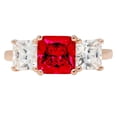 thumbnail image 7 of Three-Stone Engagement Ring for Women - 4ct Simulated Ruby in 14K Rose Gold Promise Ring, 7 of 7