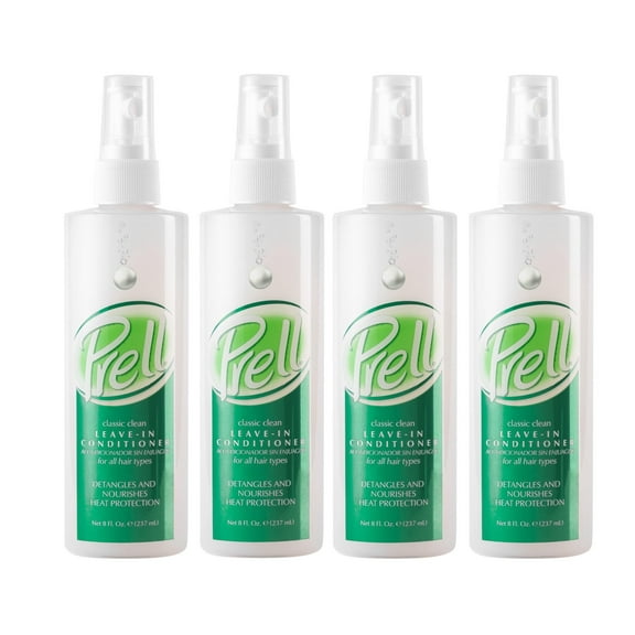 Prell Classic Clean Leave-in Conditioner, Detangles and Nourishes Heat Protection 8 fl. oz for All hair Types. - 4 Pack