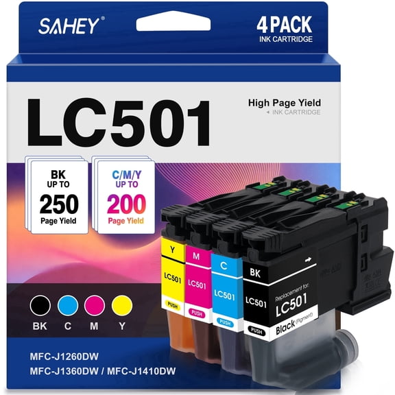 LC501 Ink Cartridges Compatible with Brother LC501 Ink Cartridge Compatible with Brother LC501XL Work Smart MFC-J1260DW MFC-J1360DW MFC-J1410D0