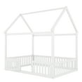 thumbnail image 3 of Euroco Full Size Low House Bed with Fence and Door, White, 3 of 11