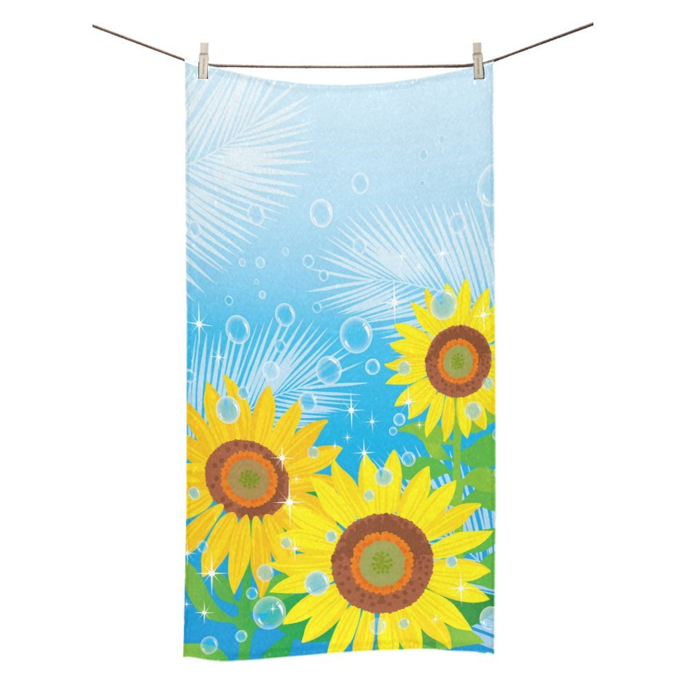 MKHERT Sunflower And Water Drops Bath Towel 30x56 Inches Bathroom Towel Beach Sunbath