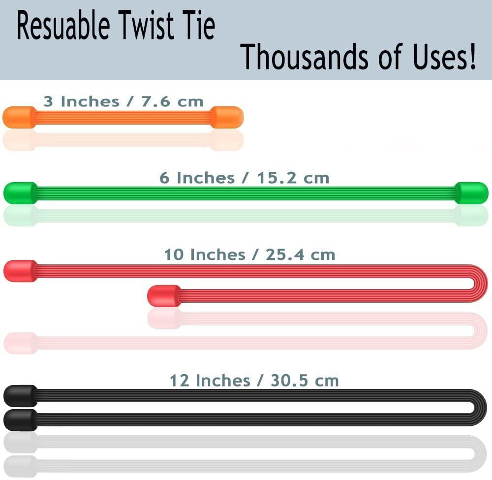 5pcs 3''6''12" Reusable Magic Rubber Twist Ties Cable Wire Gear Tie Organizer BR 