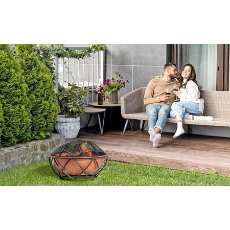 Fire Sense - Barzelonia Round Copper Look Fire Pit - Copper
